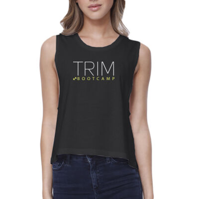 Racerback Crop Muscle Tank - Black Thumbnail